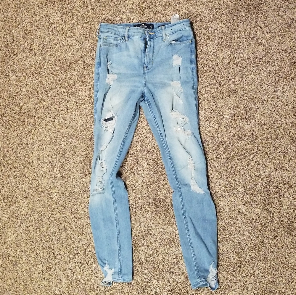 Women's Light Blue Distressed Jeans